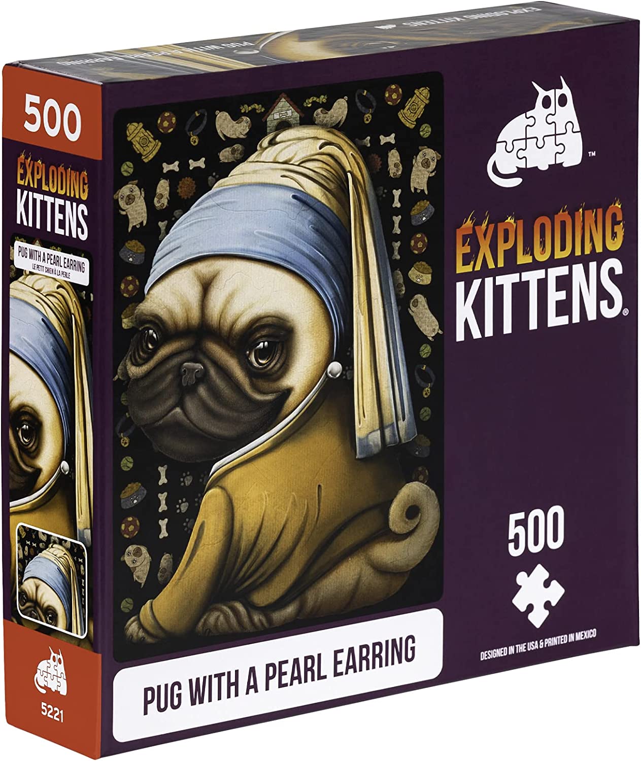 Puzzle Exploding Kittens Pug with a pearl earring 500 el. za 44,99 zł ...