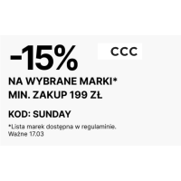 15% rabatu na wybrane marki przy MWZ 199 zł w CCC