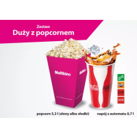 Multikino Zestaw duży popcorn i napój za 21,49 zł na Groupon