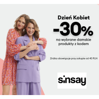 Z okazji Dnia Kobiet -30% na wybrane produkty w Sinsay